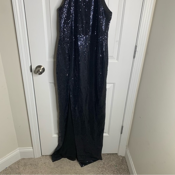 Likely Revolve black sequin halter Carrie formal gown size 14 prom wedding guest - Picture 4 of 10